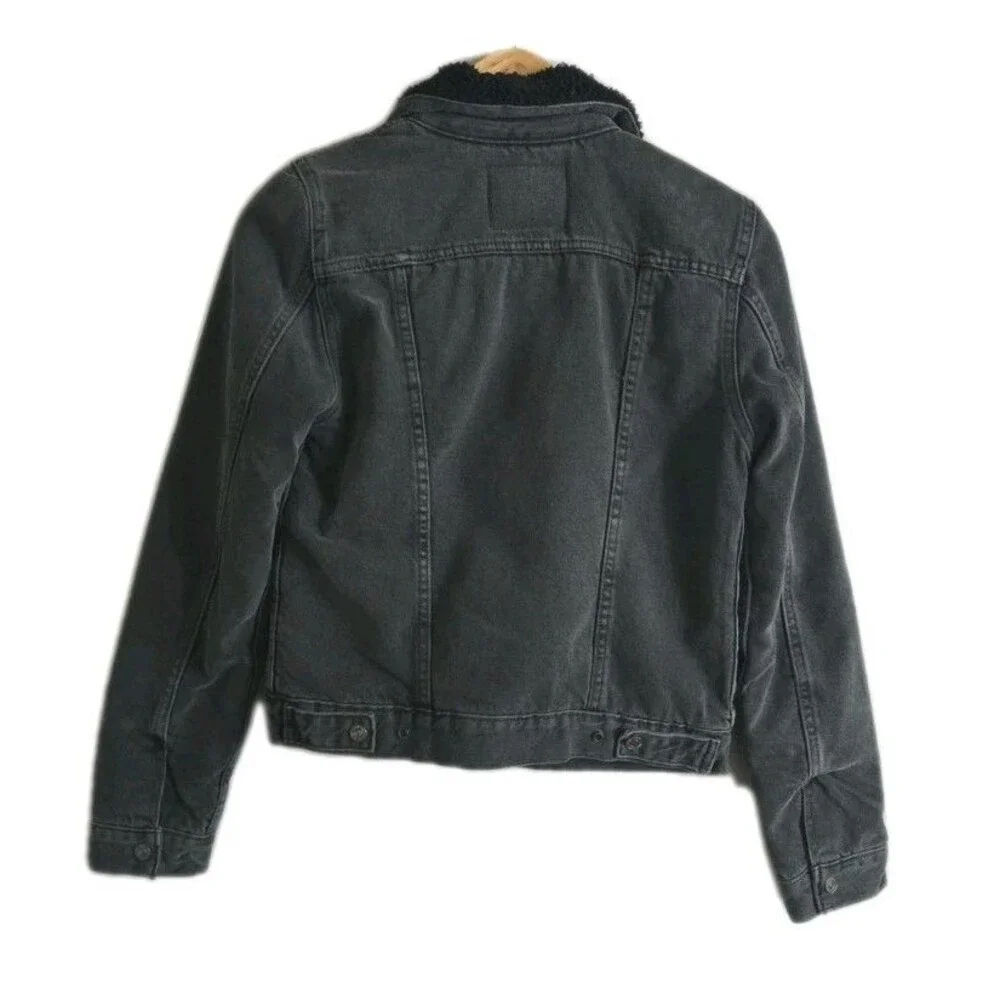 Levi's Men's Sherpa Lined Trucker Jacket Gray Snap Button Front XS